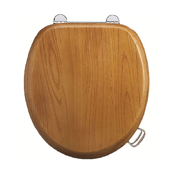 Burlington Bar Hinged Golden Oak Toilet Seat with Lift Handles Large Image