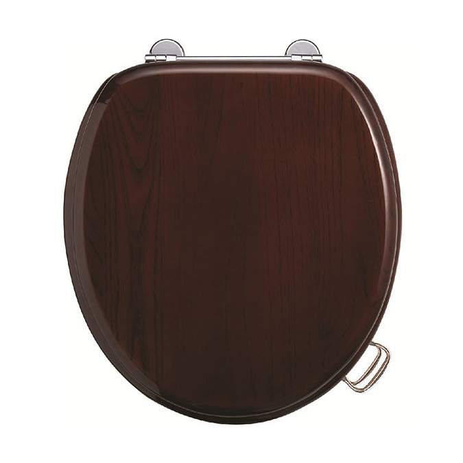 Burlington Bar Hinged Mahogany Toilet Seat with Lift Handles Large Image