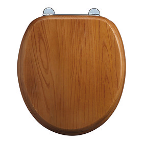 Burlington Bar Hinged Golden Oak Toilet Seat - S11 Large Image