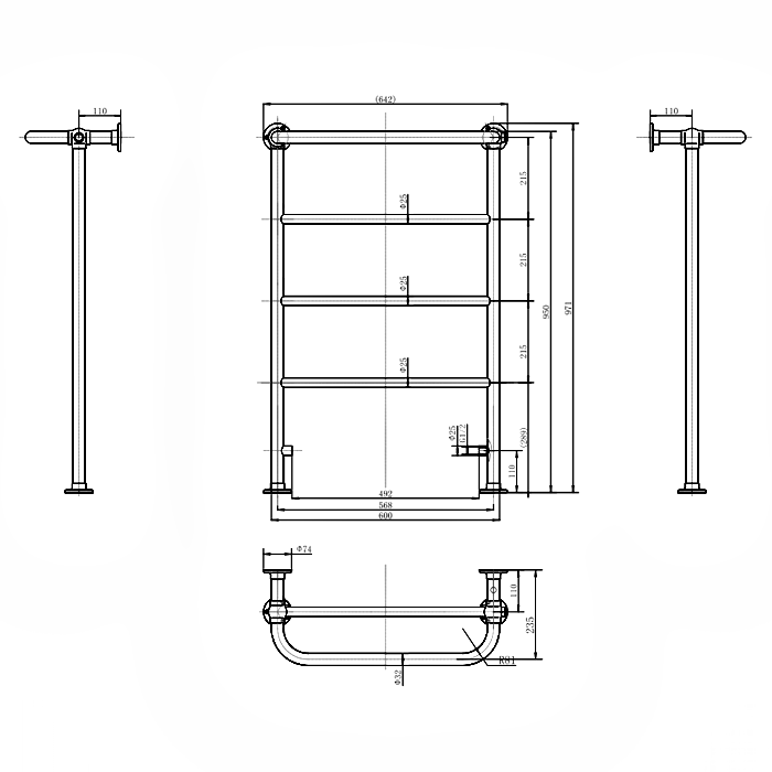 Burlington Berkeley Gold Heated Towel Rail Radiator