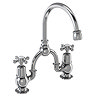 Burlington - Birkenhead 2TH Bridge Curved Spout Basin Mixer (200mm centers) w Plug & Chain Large Image