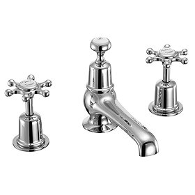 Burlington Birkenhead Chrome 3TH Basin Mixer with Pop Up Waste - BI12 Large Image