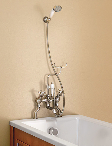 Burlington Birkenhead Angled Bath Shower Mixer with Shower Hook - H228-BI Profile Large Image