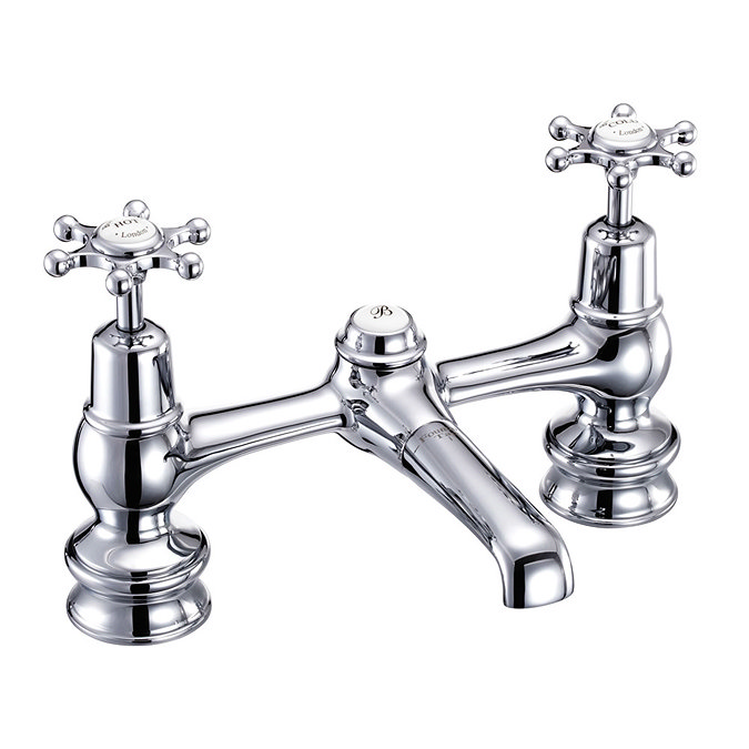 Burlington Birkenhead Regent - Chrome 2 Tap Hole Bridge Basin Mixer with Plug and Chain - BIR10 Large Image