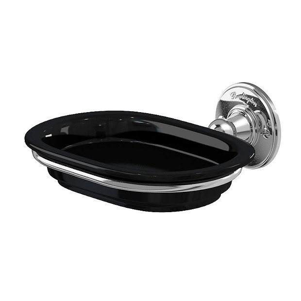 Burlington Black Soap Dish with Chrome Holder - A1-CHR-BLA Large Image