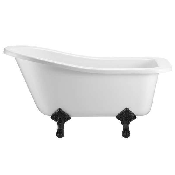 Burlington - Buckingham Slipper 1500mm Freestanding Bath with Black Traditional Legs Large Image