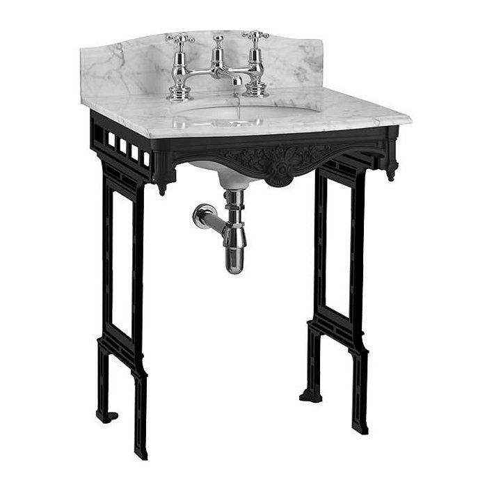 Burlington Georgian Carrera Marble Basin with Black Aluminium Wash Stand Profile Large Image