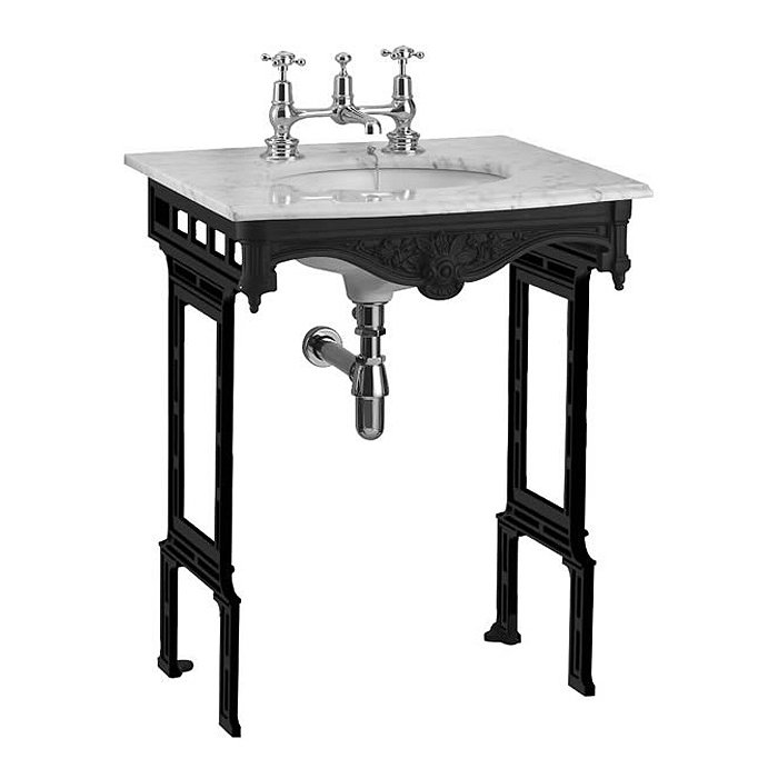 Burlington Georgian Carrera Marble Basin with Black Aluminium Wash Stand Feature Large Image