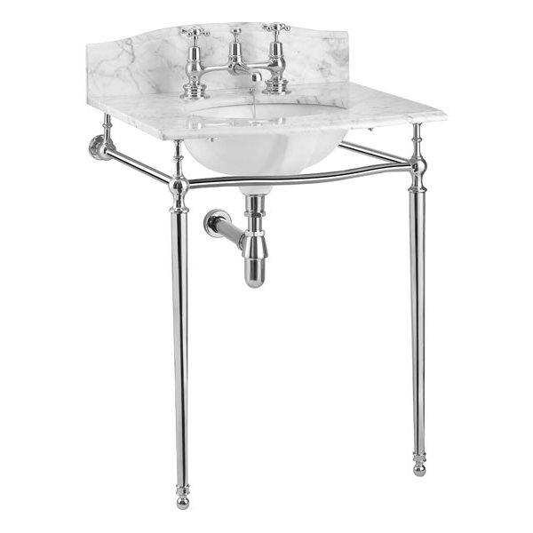 Burlington Georgian Carrara Marble Basin with Chrome Wash Stand Profile Large Image