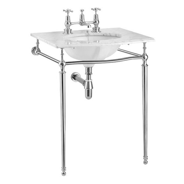 Burlington Georgian Carrara Marble Basin with Chrome Wash Stand Feature Large Image