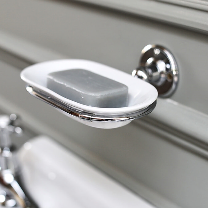 Burlington Ceramic Soap Dish with Chrome Holder