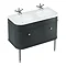 Burlington Chalfont 1000mm Matt Black Single Drawer Double Basin Unit with Chrome Handles Large Imag