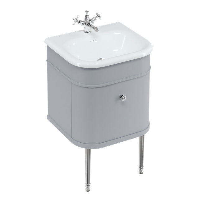 Burlington Chalfont 550mm Classic Grey Single Drawer Vanity Unit with Chrome Handle Large Image