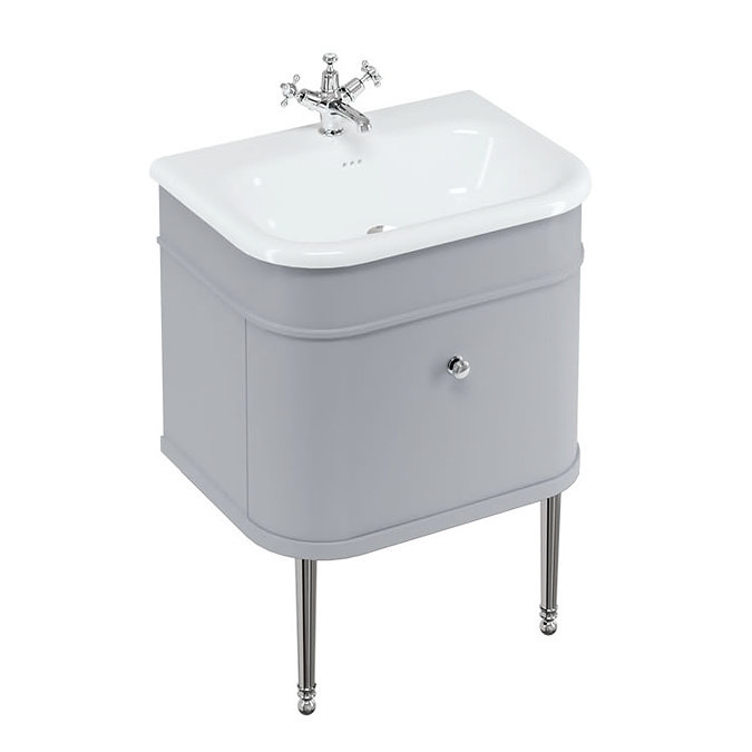 Burlington Chalfont 650mm Classic Grey Single Drawer Vanity Unit with Chrome Handle Large Image