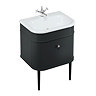Burlington Chalfont 650mm Matt Black Single Drawer Vanity Unit with Chrome Handle + Matt Black Legs 