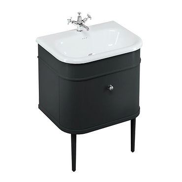 Burlington Chalfont 650mm Matt Black Single Drawer Vanity Unit with Chrome Handle  Profile Large Ima