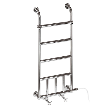 Burlington - Chaplin chrome traditional radiator with angled valves & electric heating kit Profile L