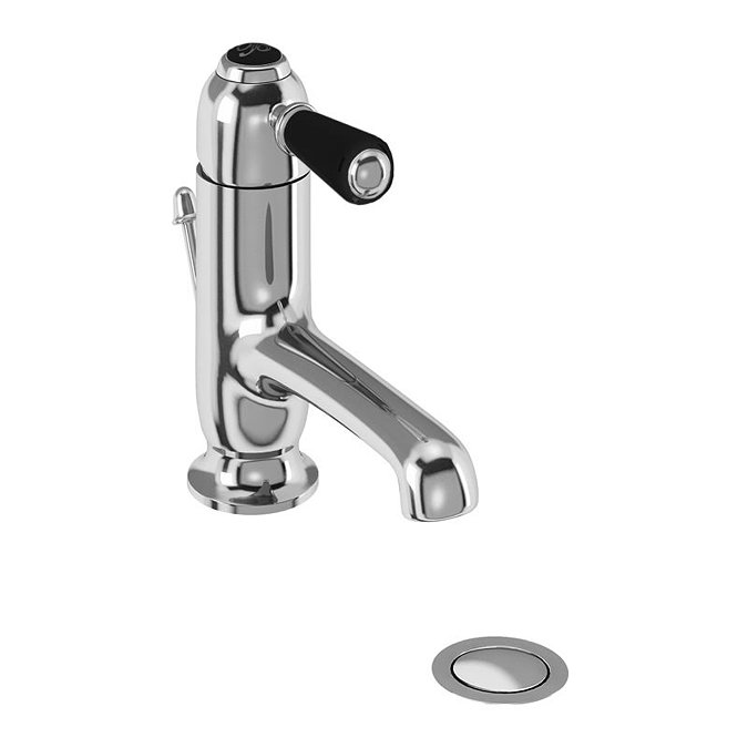 Burlington Chelsea Black Straight Basin Mixer with Pop-up Waste Large Image