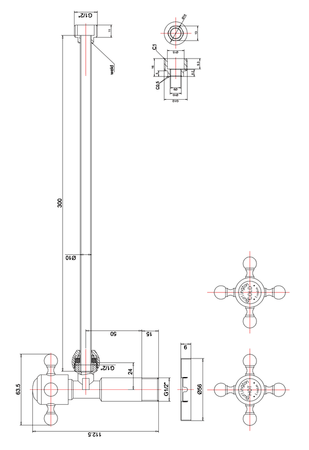 Burlington Chrome Basin Tap Shut Off Valves (Hot/Cold) - W28
