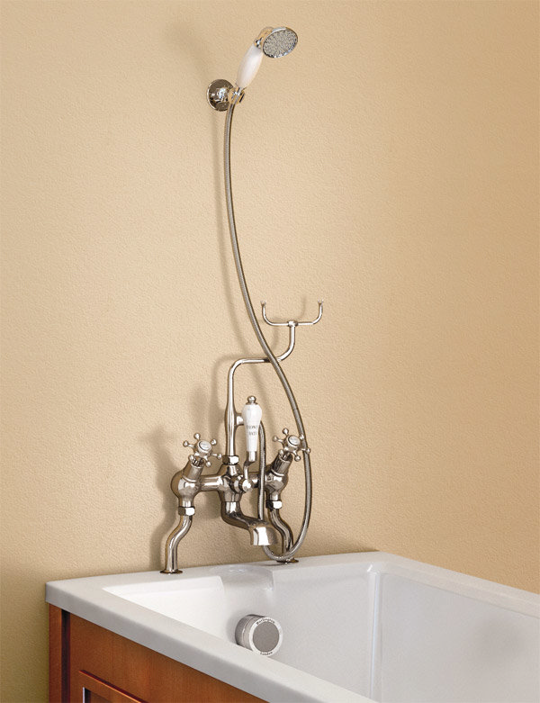 Burlington Claremont Angled Bath Shower Mixer with Shower Hook - H228-CL Large Image