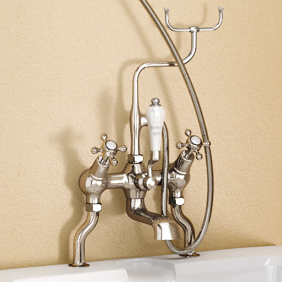 Burlington Claremont Angled Bath Shower Mixer with Slide Rail & Soap Basket - H230-CL Profile Large 
