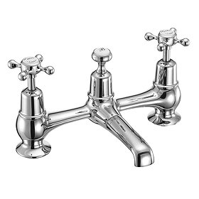 Burlington Claremont - Chrome 2 Tap Hole Bridge Basin Mixer with Plug & Chain - CL10 Large Image