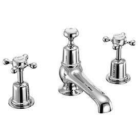 Burlington Claremont Chrome 3TH Basin Mixer with Pop Up Waste - CL12 Large Image