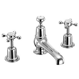 Burlington Claremont Chrome 3TH Basin Mixer with Pop Up Waste - CL12 Large Image