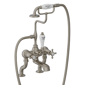 Burlington Claremont Deck Mounted Bath Shower Mixer - Brushed Nickel