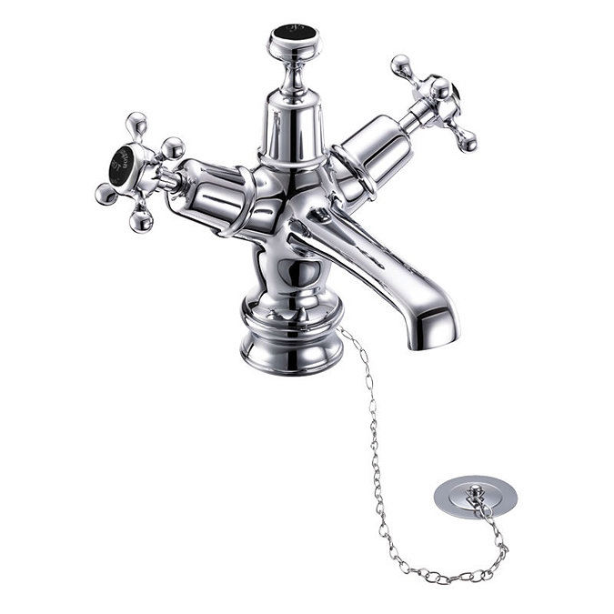 Burlington Claremont Regent Black Basin Mixer with Plug & Chain Waste Large Image