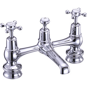 Burlington Claremont Regent - Chrome 2 Tap Hole Bridge Basin Mixer with Plug & Chain - CLR10 Large Image