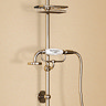Burlington Claremont Wall Mounted Angled Bath Shower Mixer w Riser, 9" Rose & Soap Basket Profile La