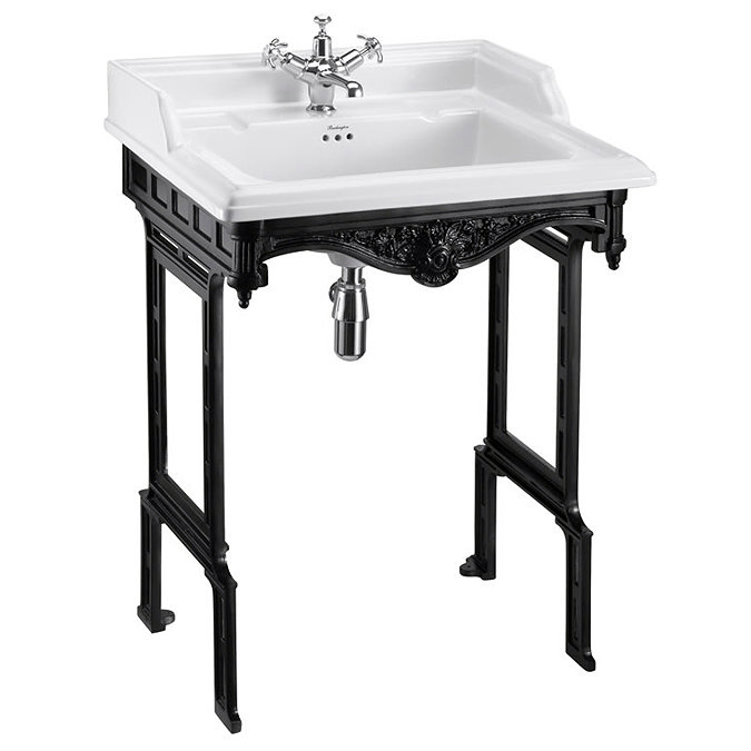 Burlington Classic 65cm Basin with Black Aluminium Wash Stand - Various Tap Hole Options Large Image