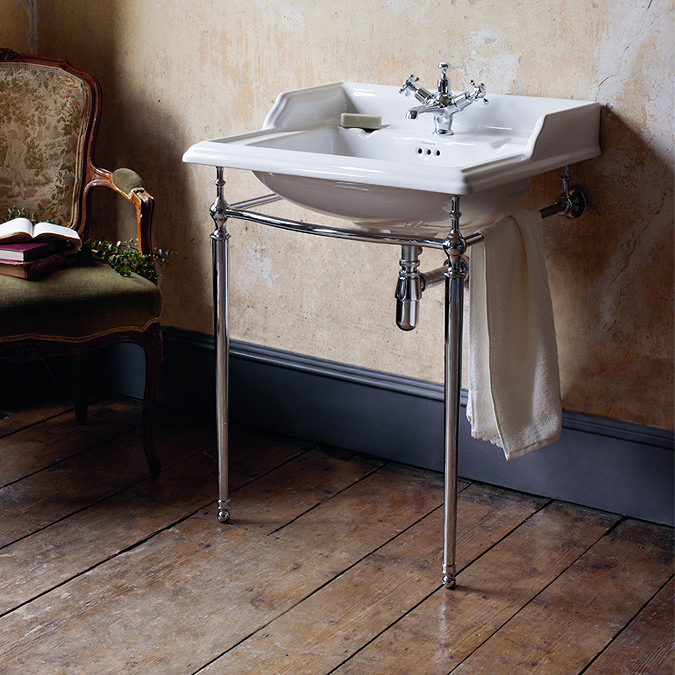 Burlington Classic 65cm Basin and Chrome Basin Stand - Various Tap Hole Options Profile Large Image