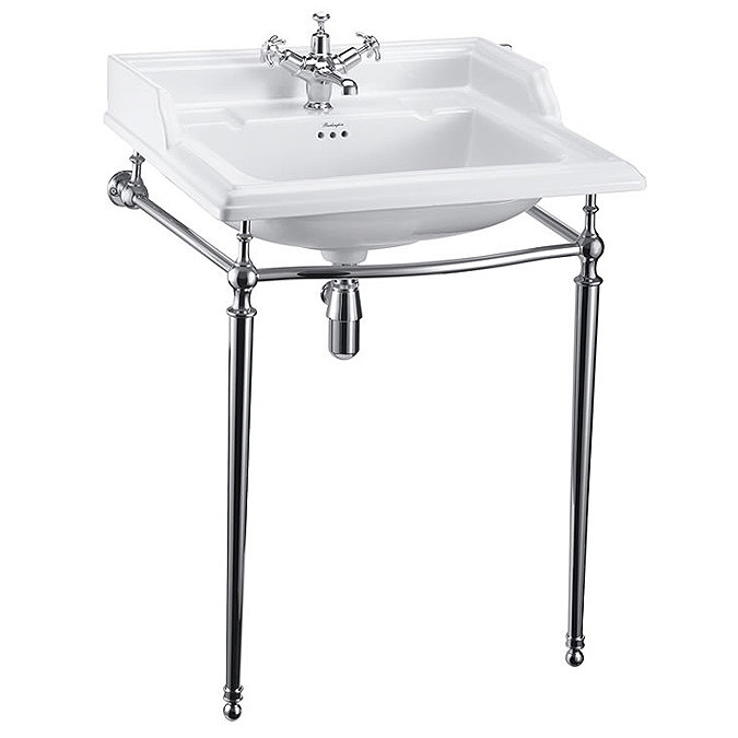 Burlington Classic 65cm Basin and Chrome Basin Stand - Various Tap Hole Options Large Image