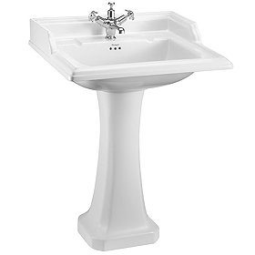 Burlington Classic Square 65cm Basin with Pedestal - Various Tap Hole Options Large Image