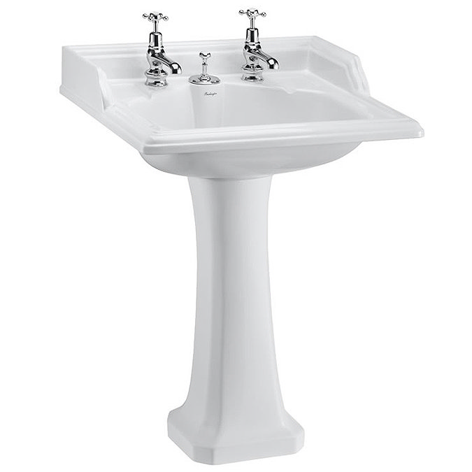 Burlington Classic Square 65cm Basin with Invisible Overflow/Waste & Pedestal Large Image