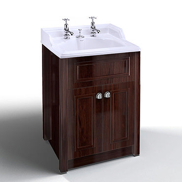 Burlington Classic 2TH Basin with Invisible Overflow Waste with Vanity Unit - Mahogany Profile Large Image