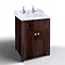 Burlington Classic 2TH Basin with Invisible Overflow Waste with Vanity Unit - Mahogany Large Image