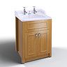Burlington Classic 2TH Basin with Invisible Overflow Waste with Vanity Unit - Oak Large Image