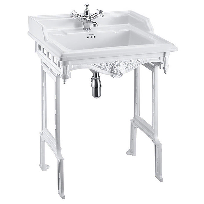 Burlington Classic 65cm Basin with White Aluminium Wash Stand - Various Tap Hole Options Large Image