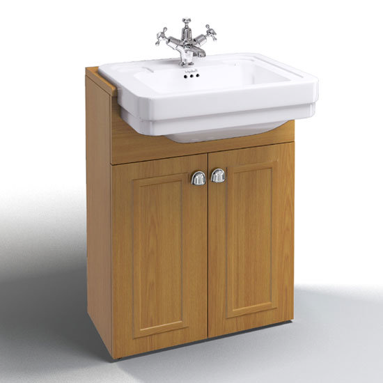 Burlington Classic Semi Recessed Basin with Vanity Unit - Oak Large Image