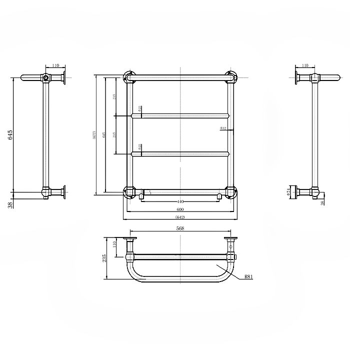 Burlington Cleaver Gold Heated Towel Rail Radiator
