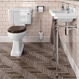 Burlington Cloakroom Slimline Toilet + Edwardian Basin inc. Wash Stand Medium Image