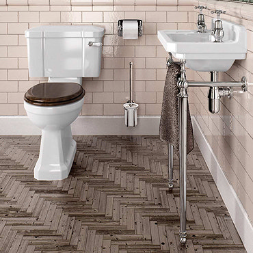 Burlington Cloakroom Slimline Toilet + Edwardian Basin inc. Wash Stand  Profile Large Image