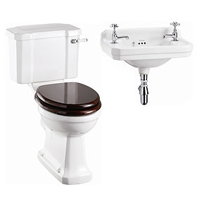 Burlington Cloakroom Slimline Toilet w/ Edwardian Wall Mounted 2TH Basin Large Image