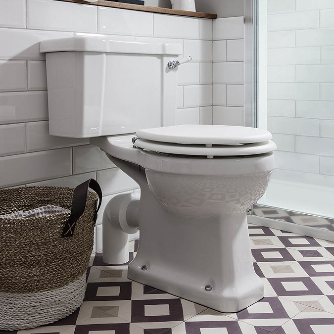 Burlington Close Coupled Traditional Toilet - Ceramic Lever Flush  In Bathroom Large Image