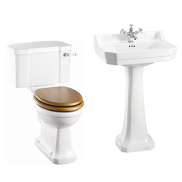 Burlington Close Coupled WC inc Edwardian Medium Basin & Pedestal - Various Tap Hole Options Profile