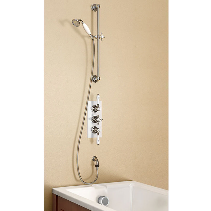 Burlington Clyde Claremont Concealed Valve Pack w/ Ceramic Backplate & Overflow Filler Large Image