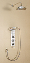 Burlington Clyde Claremont Valve w Cradle, Straight Arm, 9" Rose & Shower Kit - Ceramic Plate Large Image